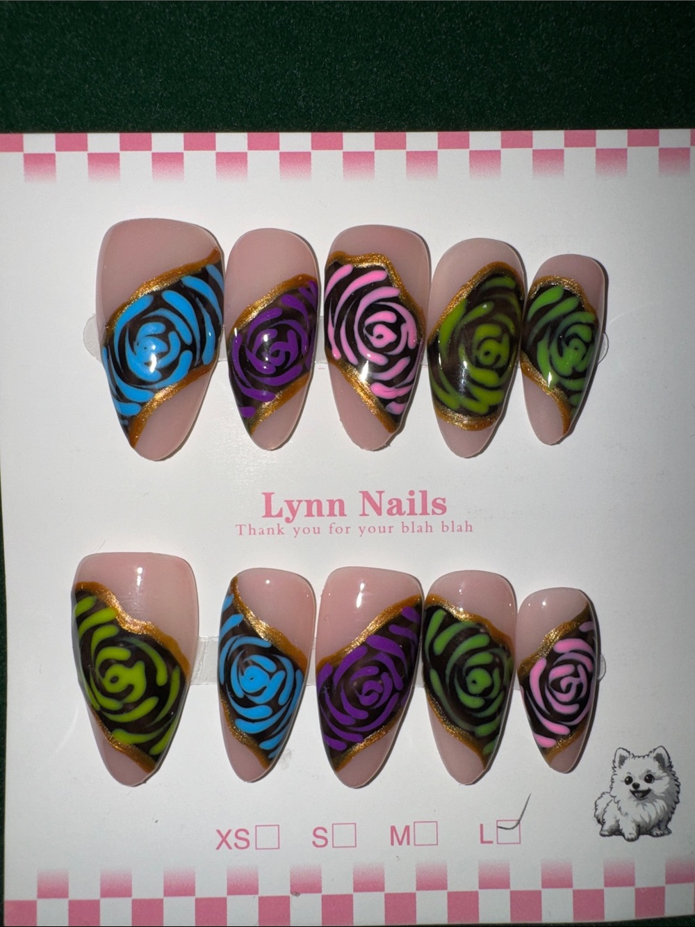 Multicolor Rose Press-On Nail Set